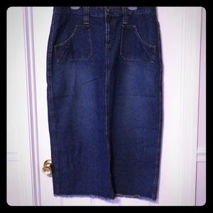 Cato Brand Denim Jean Skirt. Size 16W. Fringe hem